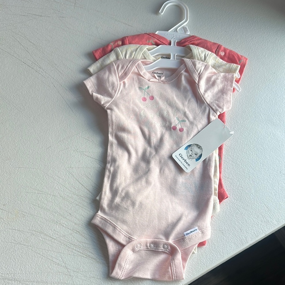 Gerber Pink and Red Bodysuits Soft Cotton One Pieces new